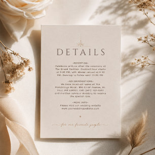 Champagne Beige Editorial Wedding Details Card