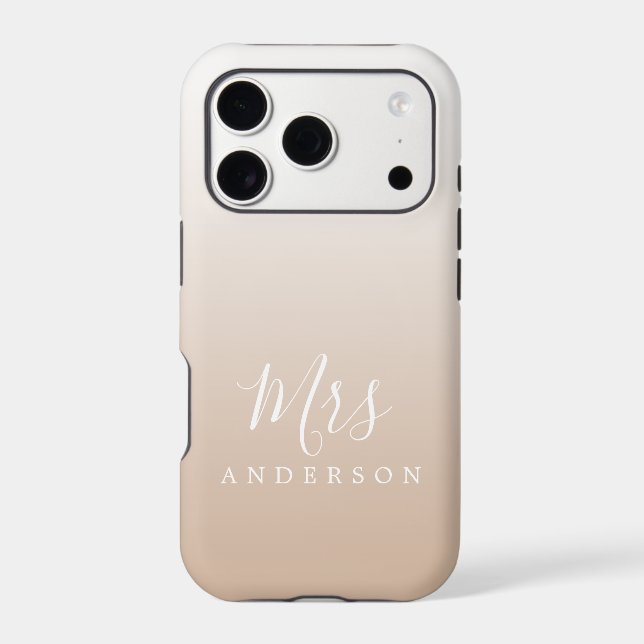 Champagne Beige Ombre Script Future Mrs Name Case-Mate iPhone Case (Back)
