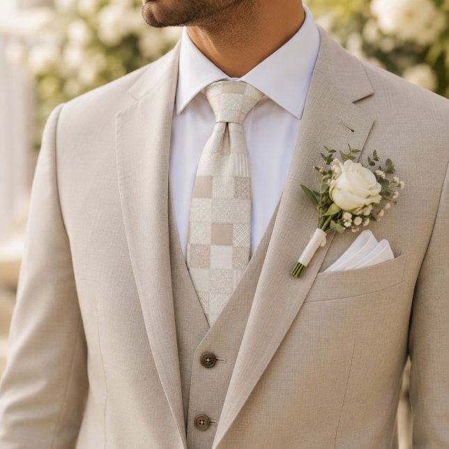 Champagne Beige Patchwork Neck Tie (Creator Uploaded)