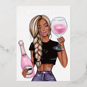 Champagne Birthday Party Foil Invitation