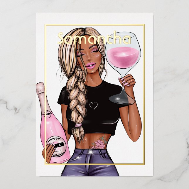 Champagne Birthday Party Foil Invitation (Front)