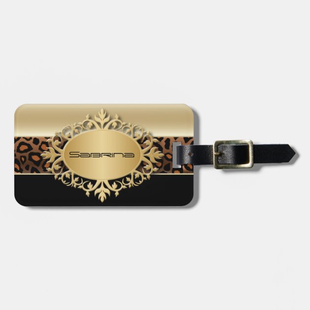 leopard print luggage tag