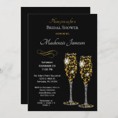 Champagne Black Bridal Shower Invitation (Front/Back)