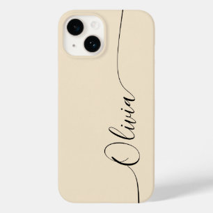 Champagne Black Elegant Calligraphy Script Name Case-Mate iPhone 14 Case