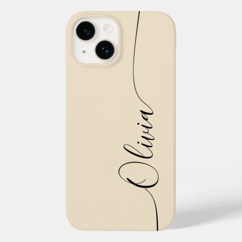 Champagne Black Elegant Calligraphy Script Name Case_Mate iPhone 14 Case