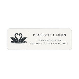 Champagne Black Tie Elegant Swan Monogram Label