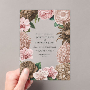 Champagne Blush, Oyster Pink & Latte Beige Wedding Acrylic Invitations