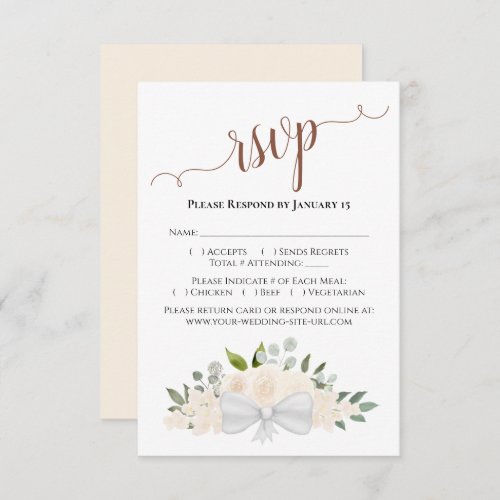 Champagne Blush Peach Watercolor Roses Wedding RSVP Card