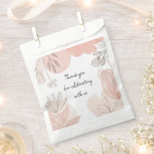 Champagne Blush Pink - Hand Drawn Floral Favor Bag
