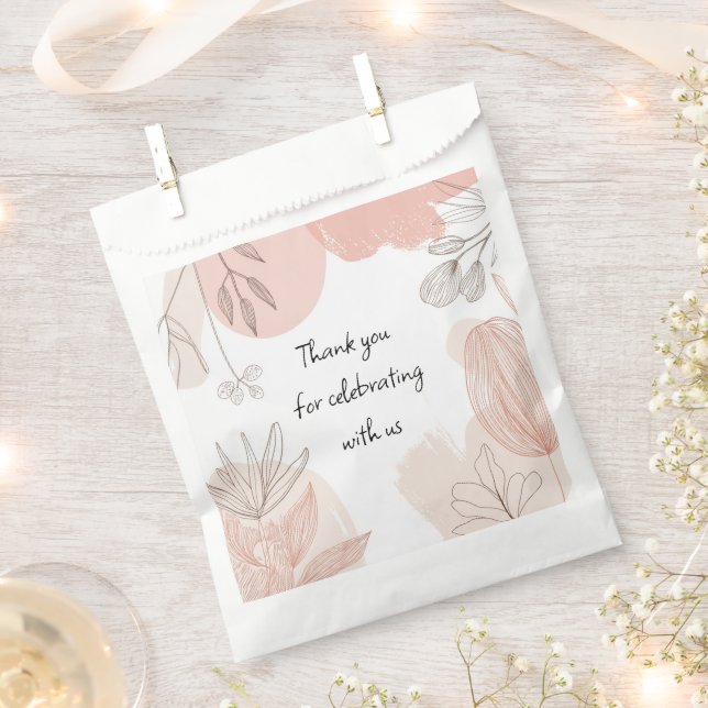 Champagne Blush Pink - Hand Drawn Floral Favor Bag (Clipped)