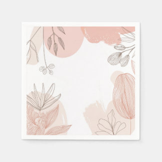 Champagne Blush Pink - Hand Drawn Floral Napkins