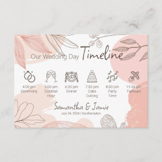 Champagne Blush Pink - Hand Drawn Floral Timeline Enclosure Card