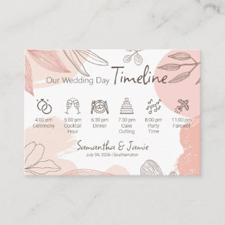 Champagne Blush Pink - Hand Drawn Floral Timeline Enclosure Card
