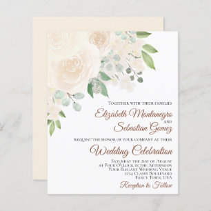 Champagne Blush Roses Boho BUDGET Wedding Invite