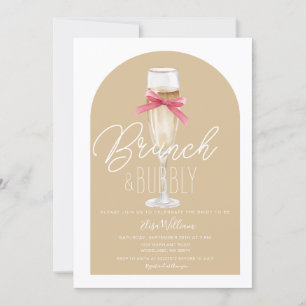 Champagne Boho Arch Brunch & Bubbly Bridal Shower Invitation