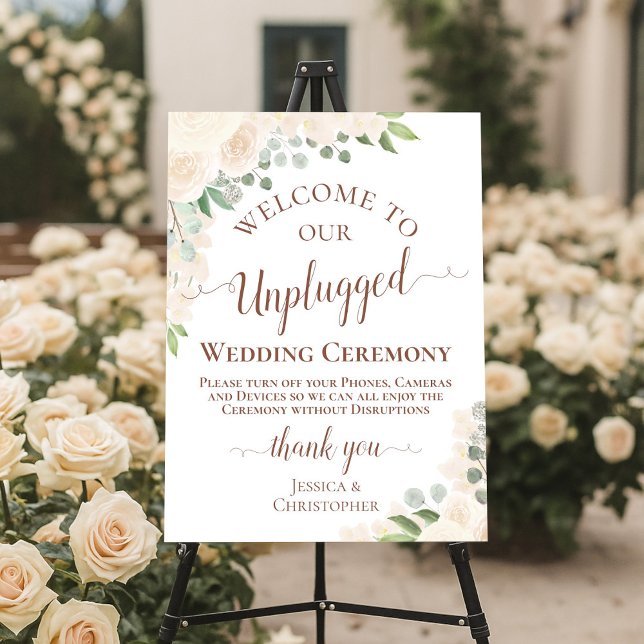 Champagne Boho Floral Unplugged Wedding Ceremony Foam Board (Creator Uploaded)