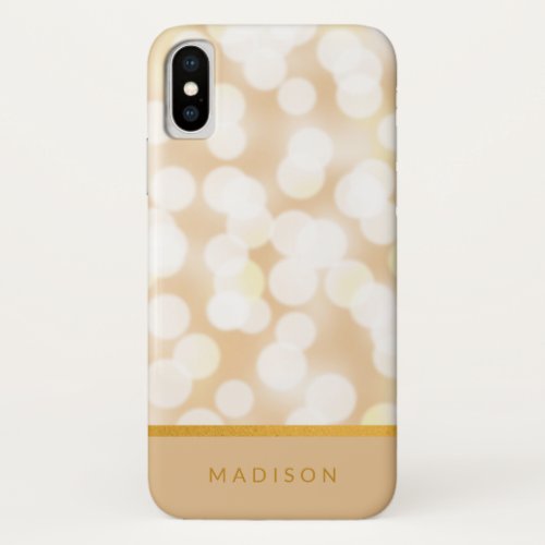 Champagne Bokeh Lights Faux Gold iPhone XS Case