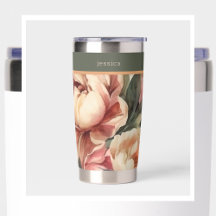 Champagne Bold Flower Stripe Hot or Cold