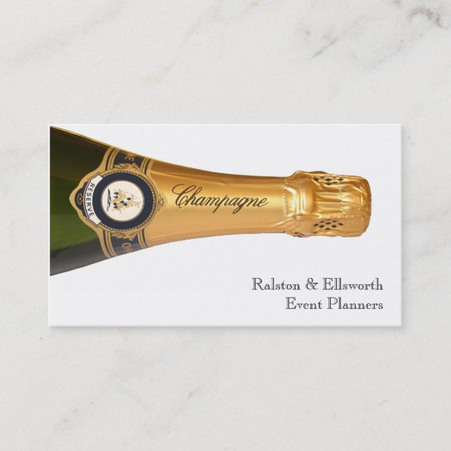 Champagne Bottle Business Cards (Front)