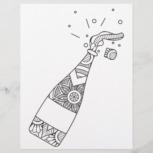 Champagne Bottle Coloring Page