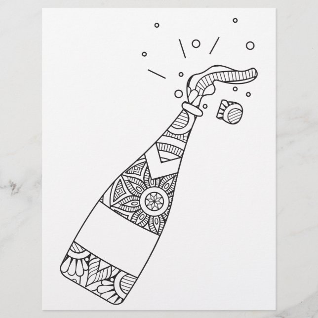 Champagne Bottle Coloring Page (Front)