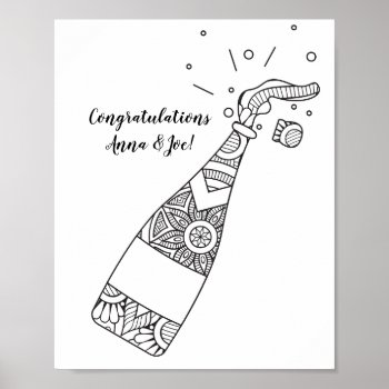Champagne Bottle Coloring Page Poster by LaurEvansDesign at Zazzle