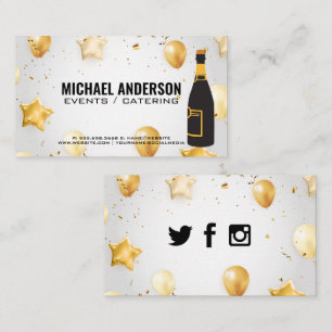 Champagne Bottle / Confetti and Balloons Business Card