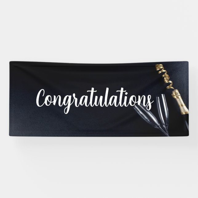 Champagne Bottle & Glasses Banner (Horizontal)