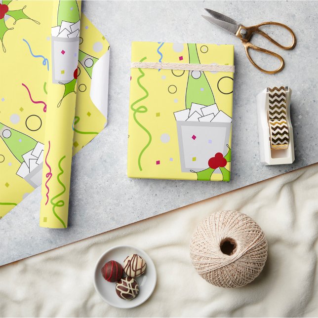 Champagne Bottle Ice Bucket Celebration Wrapping Paper (Creator Uploaded)