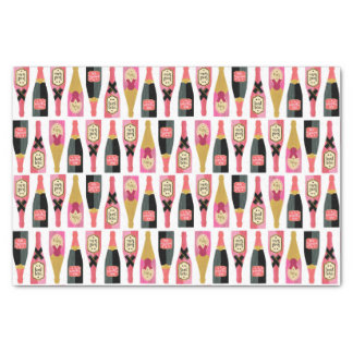 Champagne Bottle Illustration Brush Strokes Tissue Paper