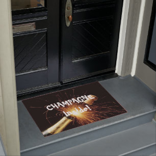 champagne bottle New Year's Eve Doormat