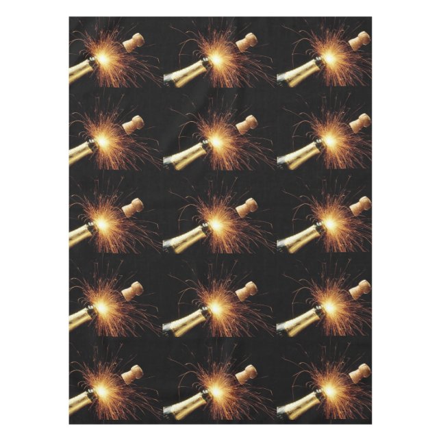 champagne bottle New Year's Eve Tablecloth (Front)