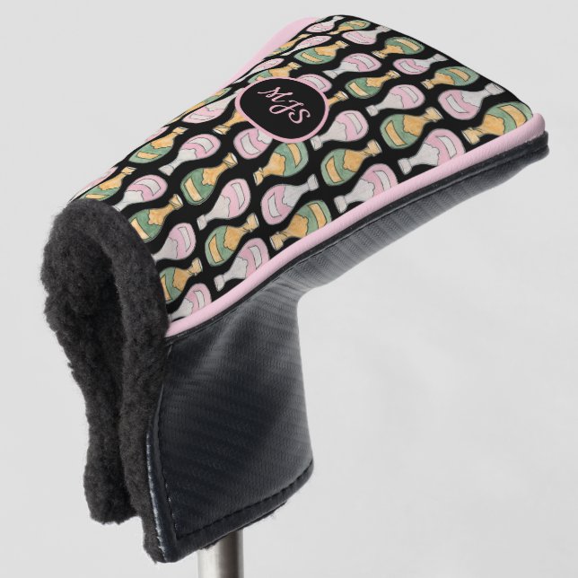 Champagne Bottle Pattern Ladies Golf Head Cover (3/4 Front)