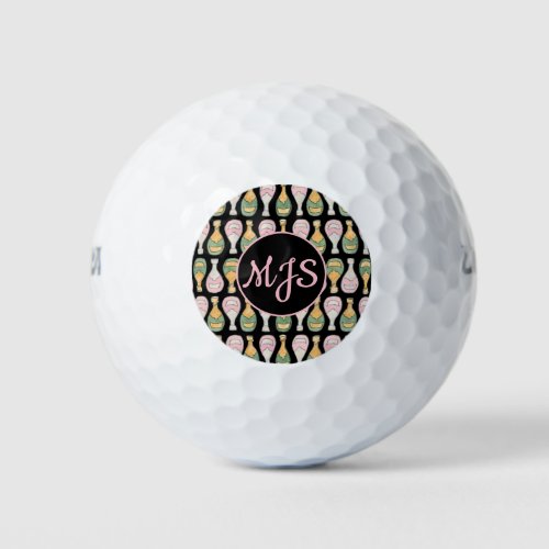 Champagne Bottle Pattern Monogram Golf Balls