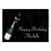 Champagne Bottle w Confetti Happy Birthday Card (Front Horizontal)