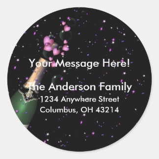Champagne Bottle w/Confetti Return Address Labels