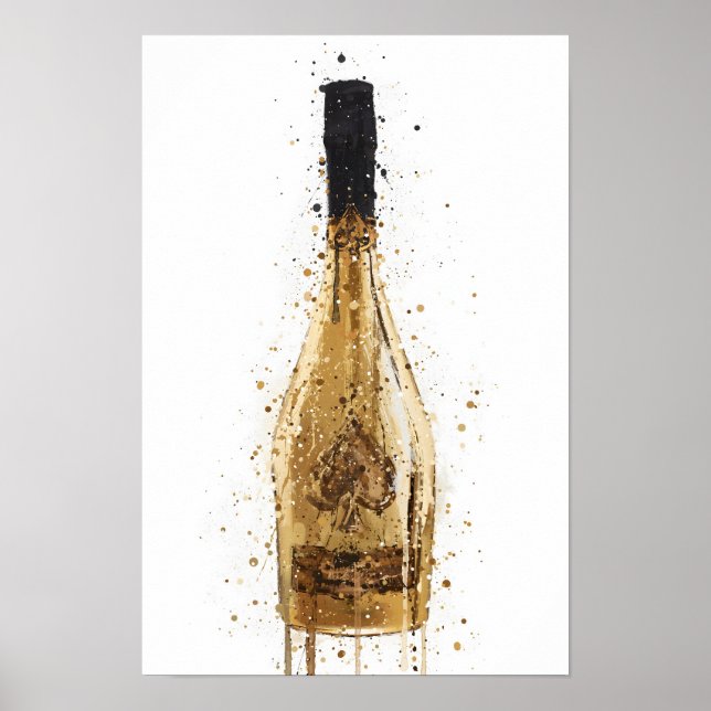 Champagne Bottle Wall Art Print 'Midas' (Front)