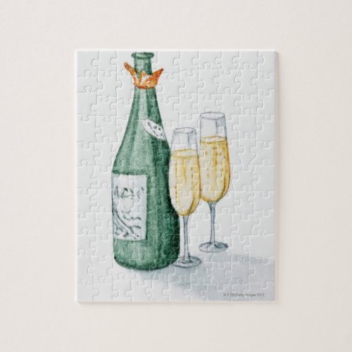 Champagne Bottles and Two Glasses Jigsaw Puzzle