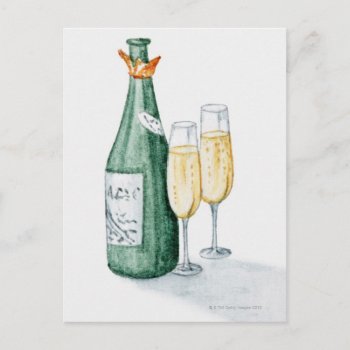Champagne Bottles And Two Glasses Postcard by prophoto at Zazzle