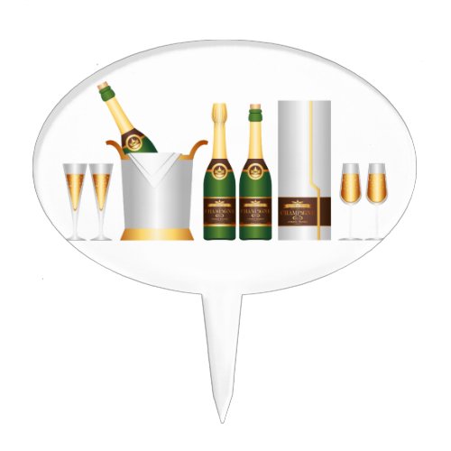 champagne bottles cake topper