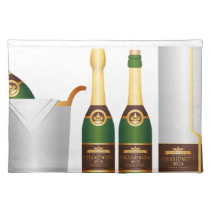 champagne bottles cloth placemat