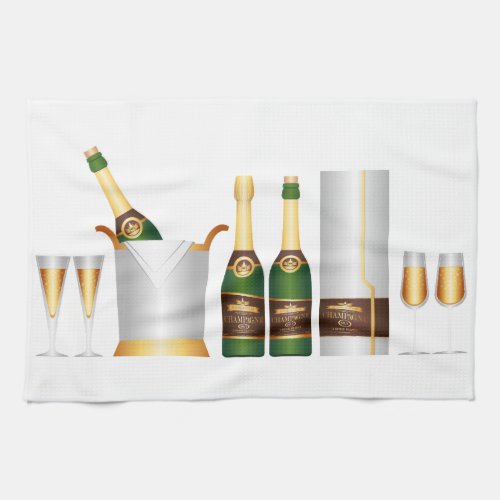 champagne bottles kitchen towel