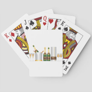 champagne bottles poker cards