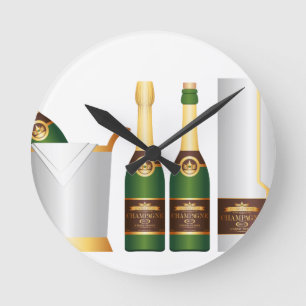 champagne bottles round clock
