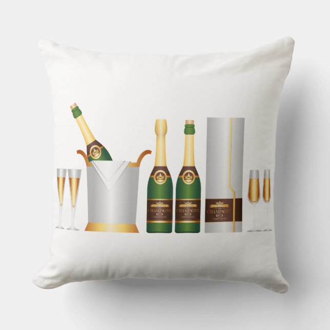 champagne bottles throw pillow (Front)