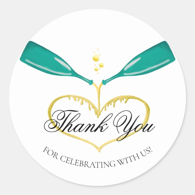 Champagne Bottles Wedding Classic Round Sticker (Front)