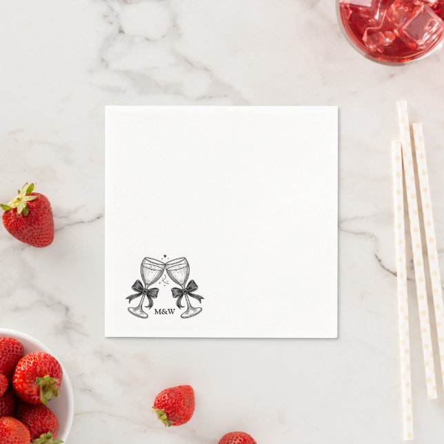 Champagne Bow Initials Napkins (Insitu)