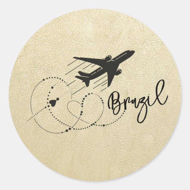 Champagne Brazil Passport Classic Round Sticker (Front)
