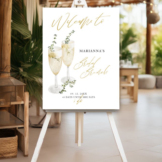 Champagne Bridal Brunch Gold Calligraphy Welcome Foam Board (Creator Uploaded)