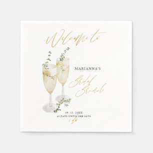 Champagne Bridal Brunch Gold Calligraphy Welcome Napkins